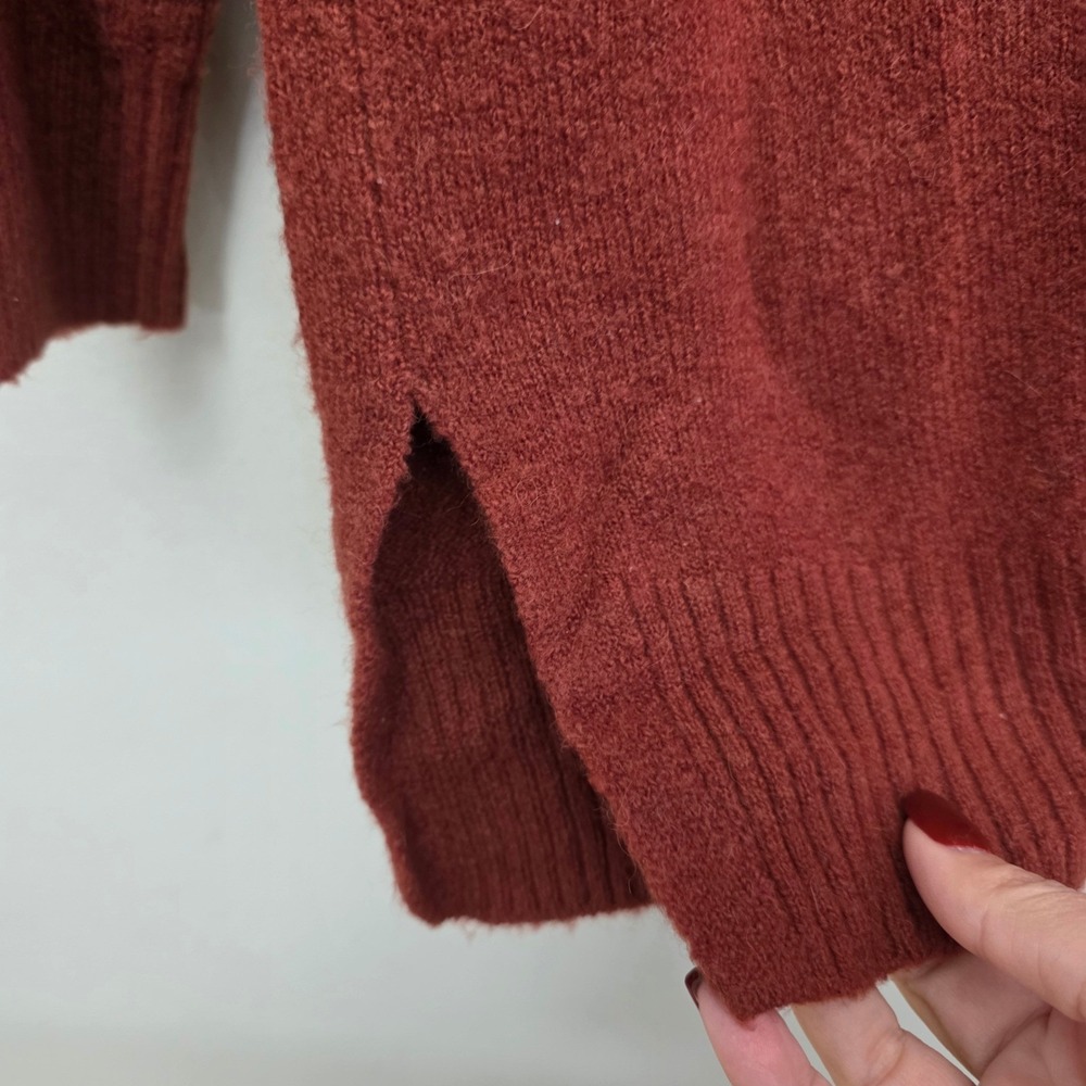 Madewell Rust Red V Neck Textured Knit Sweater Pullover Size 2X Classic Cozy - Picture 6 of 11
